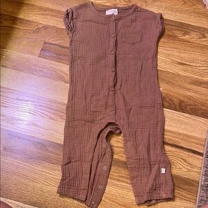 Brown Button-Up Baby Romper